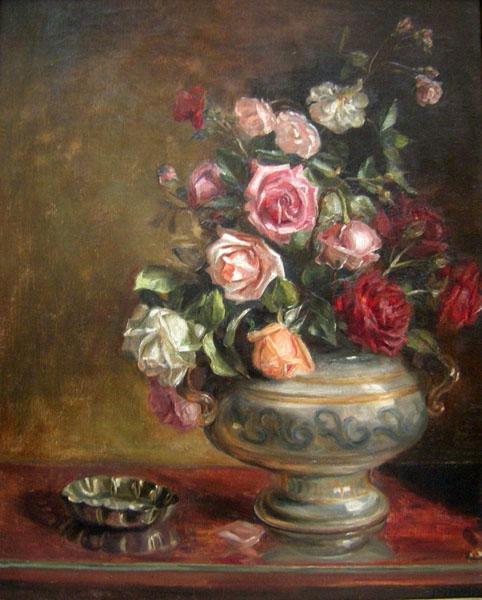 unknow artist Fanny Inama von Sternegg, Stillleben mit Rosen oil painting image